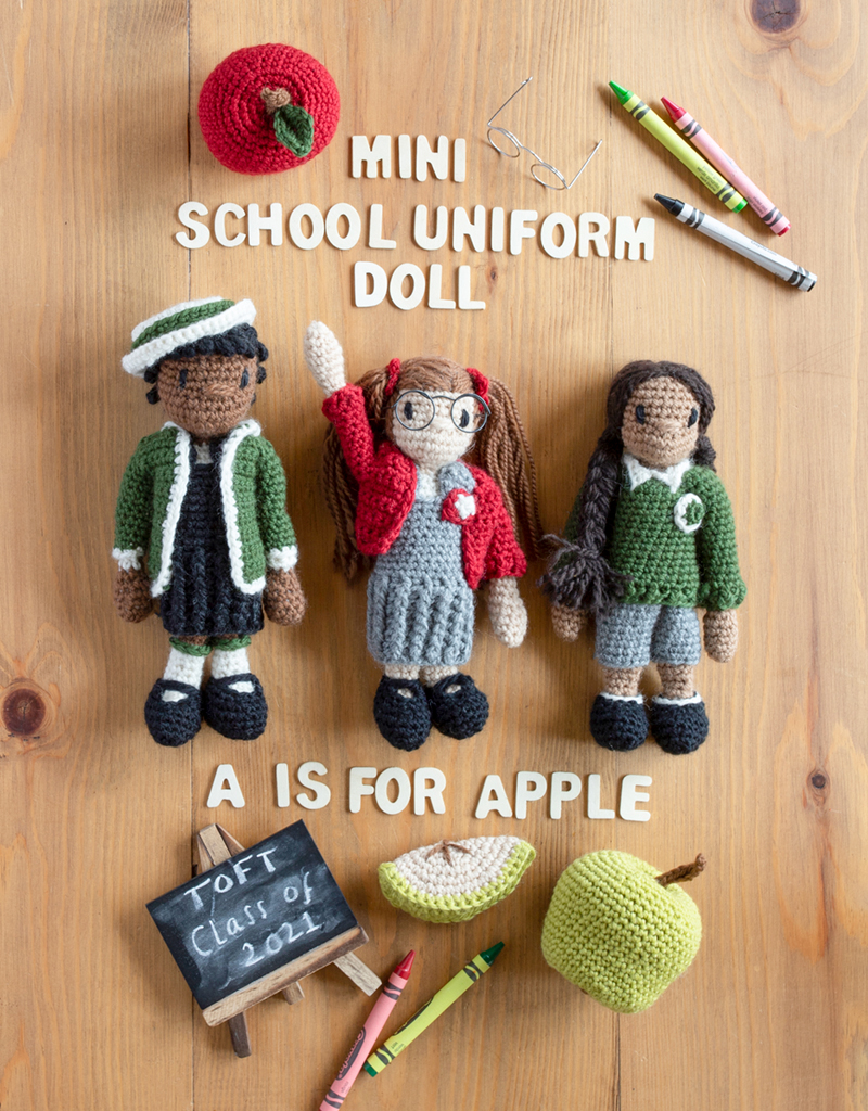 TOFT mini school uniform doll crochet pattern