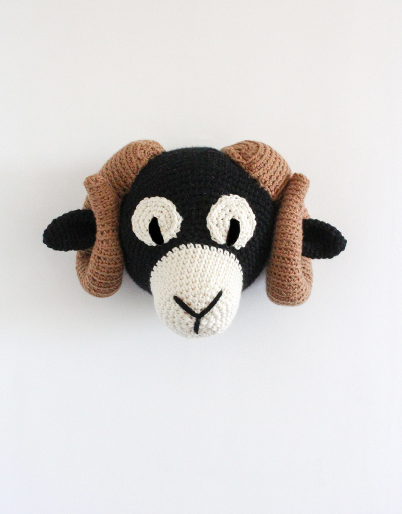 TOFT Amigurumi Crochet Giant Animal Head: Swaledale Sheep