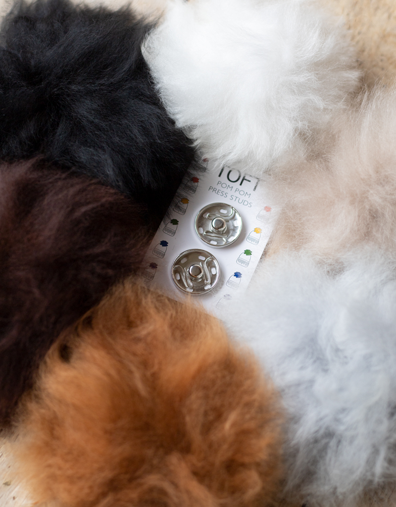 Alpaca Fur Pom Pom Press Studs TOFT