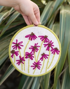 Echinacea Embroidery Hoop