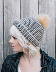 Bicolour Pom Pom Hat