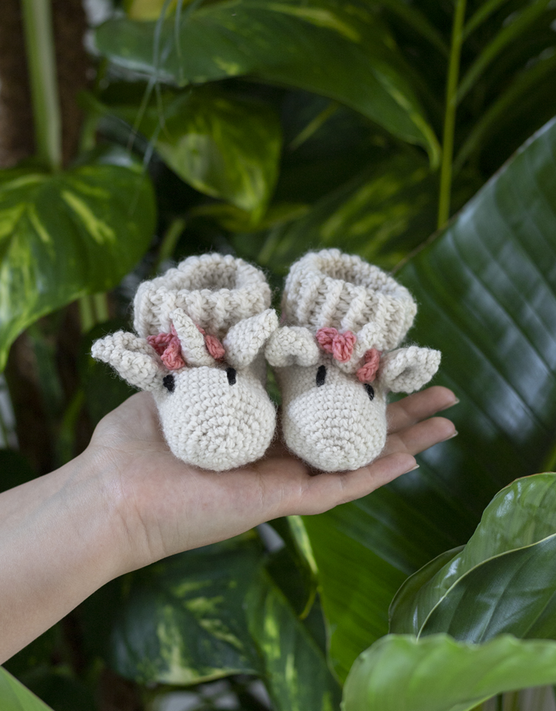 TOFT crocheted unicorn slippers booties