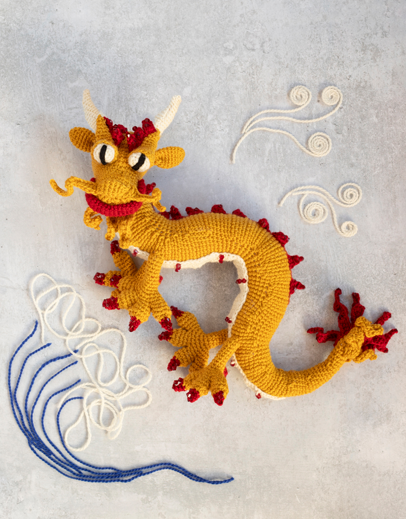 Beaded Bo the Dragon Yellow and Ruby TOFT