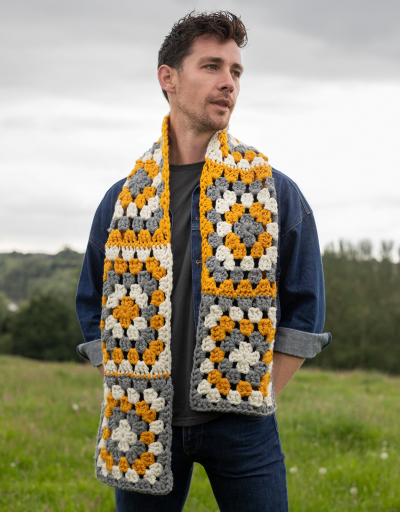 TOFT Valda crochet granny square scarf