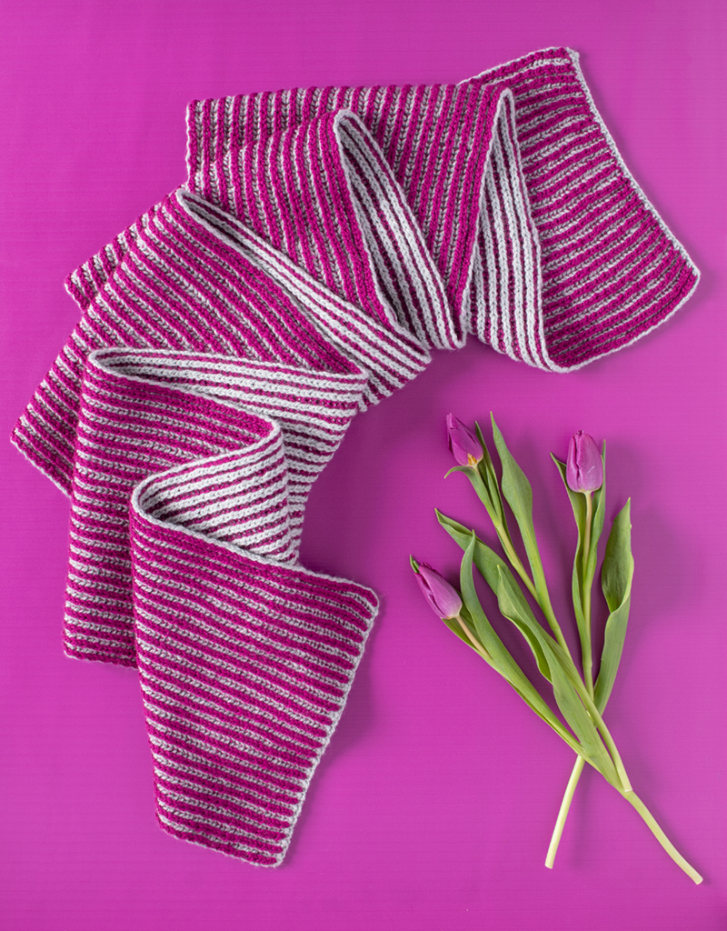 Rhodamine Scarf - brioche knit scarf pattern from TOFT
