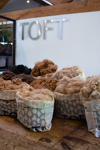 Bags of alpaca fleece