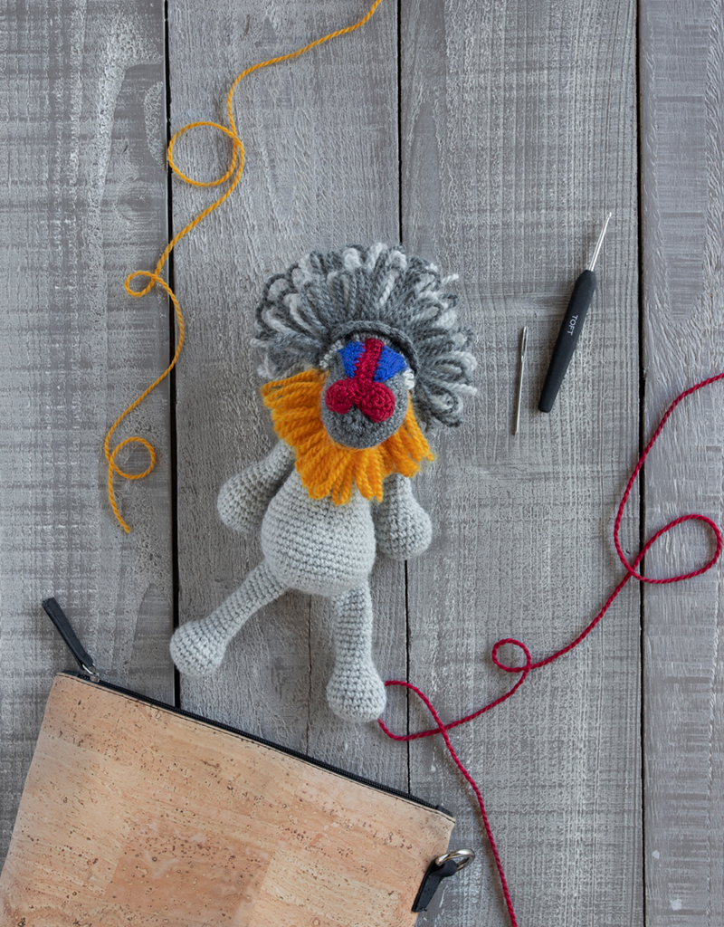 Zeus the Mandrill TOFT crochet pattern monkey